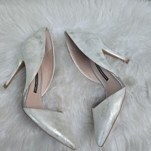 French Connection Pewter Metallic Elvia Heels 7.5